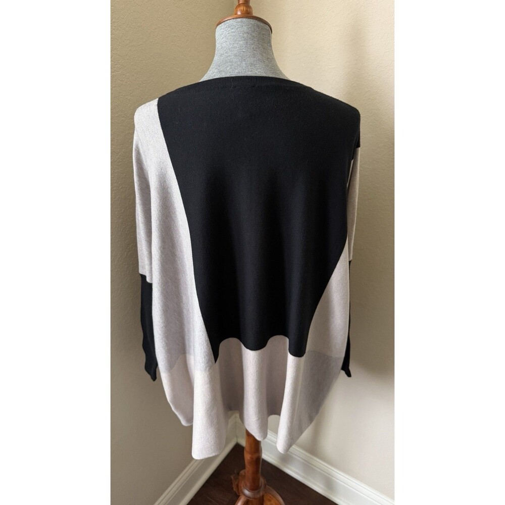 Aaeda Women's Size L/XL Gray Tan Black Color Block Dolman Sleeve Knit Sweater - Picture 6 of 8